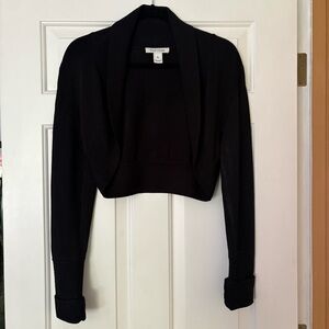White House Black Market Black Shrug Bolero Cropped Sweater Full Sleeves Medium